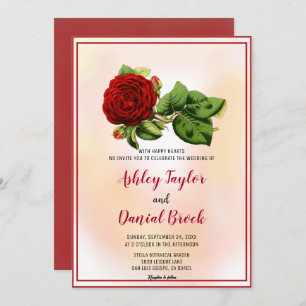 Elegant dusty rose blush pink bloom floral Wedding Invitation