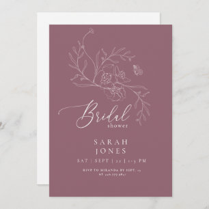 Elegant Dusty Rose Botanical Bridal Shower Invitation