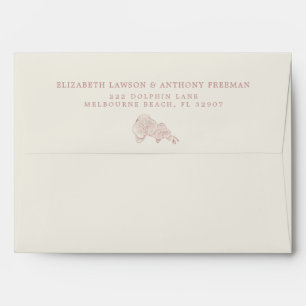 Elegant Dusty Rose Botanical Orchid Wedding  Envelope