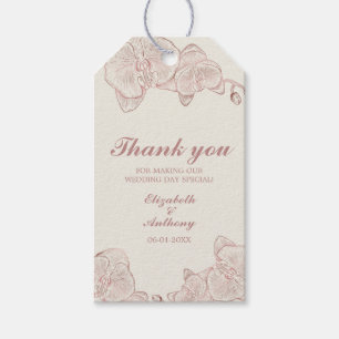 Elegant Dusty Rose Botanical Orchid Wedding Gift Tags