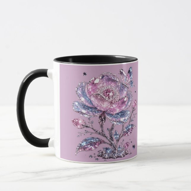 Elegant Dusty Rose Botanical Pattern Design Mug (Left)