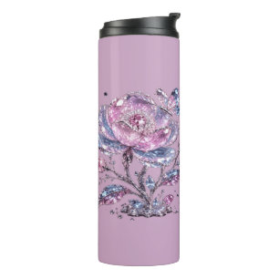 Elegant Dusty Rose Botanical Pattern Design Thermal Tumbler