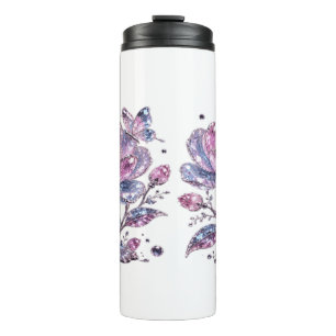 Elegant Dusty Rose Botanical Pattern Design Thermal Tumbler
