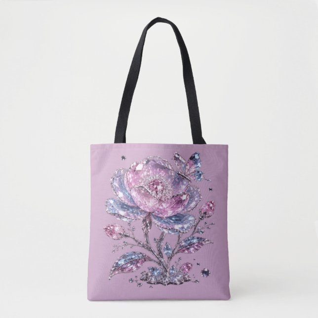 Elegant Dusty Rose Botanical Pattern Design Tote Bag (Front)