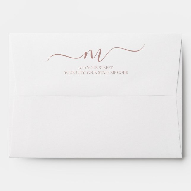 Elegant Dusty Rose Calligraphy Return Address Envelope (Back (Top Flap))