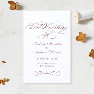 Elegant Dusty Rose Calligraphy Wedding Programs