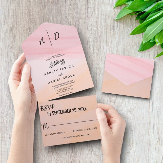 Elegant dusty rose chic All in One Wedding Invite (Creator Uploaded)