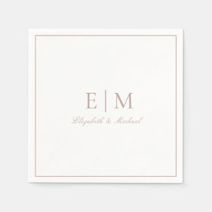 Elegant Dusty Rose Classic Script Monogram Wedding Napkin