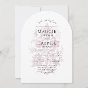 Elegant Dusty Rose Floral Arch Wedding Invitation