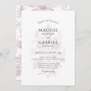 Elegant Dusty Rose Floral Wedding Invitation