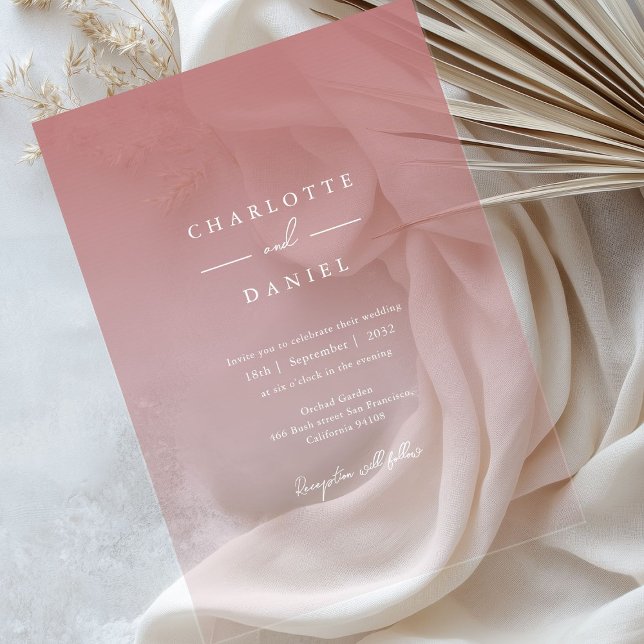 Elegant Dusty Rose Gradient Acrylic Wedding Acrylic Invitations (Elegant Dusty Rose Gradient Acrylic Wedding Acrylic Invitations)