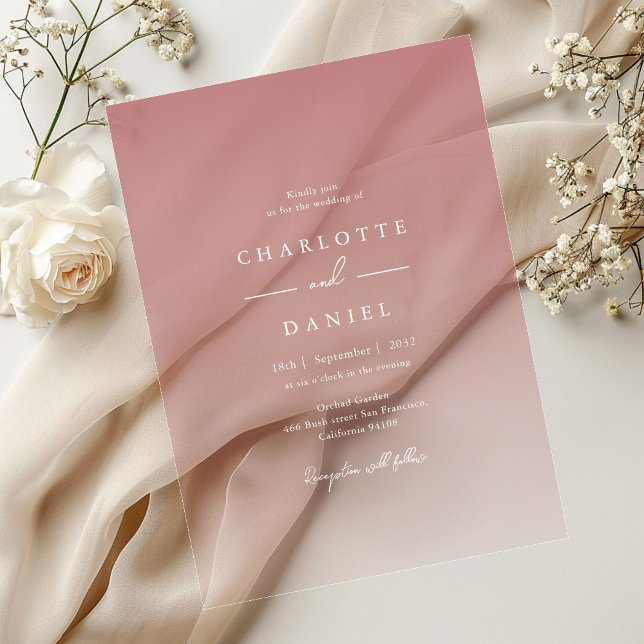 Elegant Dusty Rose Gradient Acrylic Wedding Invitations (Elegant Dusty Rose Gradient Acrylic Wedding Acrylic Invitations)