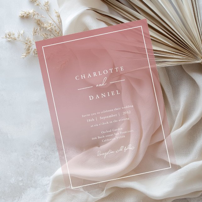 Elegant Dusty Rose Gradient Wedding Acrylic Invitations (Elegant Urban Grey Gradient Acrylic Wedding Invitations)