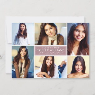Elegant Dusty Rose Graduation Party Photo Collage Invitation