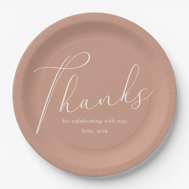 Elegant Dusty Rose Graduation Party Thank You Paper Plate (Front)
