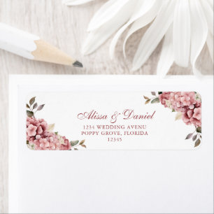 Elegant Dusty Rose Hydrangea Wedding Address Return Address Label