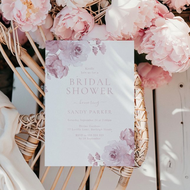  Elegant Dusty Rose Mauve Blush Bridal Shower Invitation (Creator Uploaded)