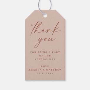 Elegant dusty rose minimalist wedding thank you gift tags