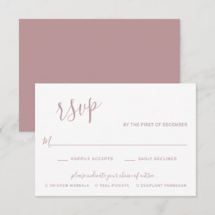 Elegant Dusty Rose Modern Wedding RSVP Card