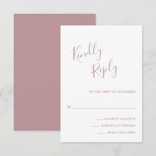 Elegant Dusty Rose Modern Wedding RSVP Card