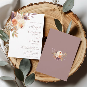 Elegant Dusty Rose Neutral Floral Wedding Invitation