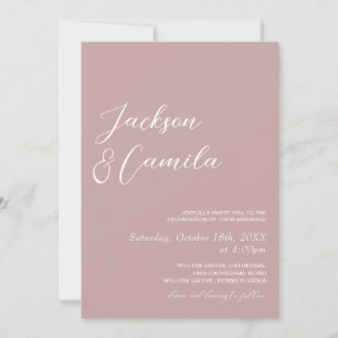 Elegant Dusty Rose Photo Wedding Invitation