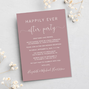 Elegant Dusty Rose Photo Wedding Reception Invitation