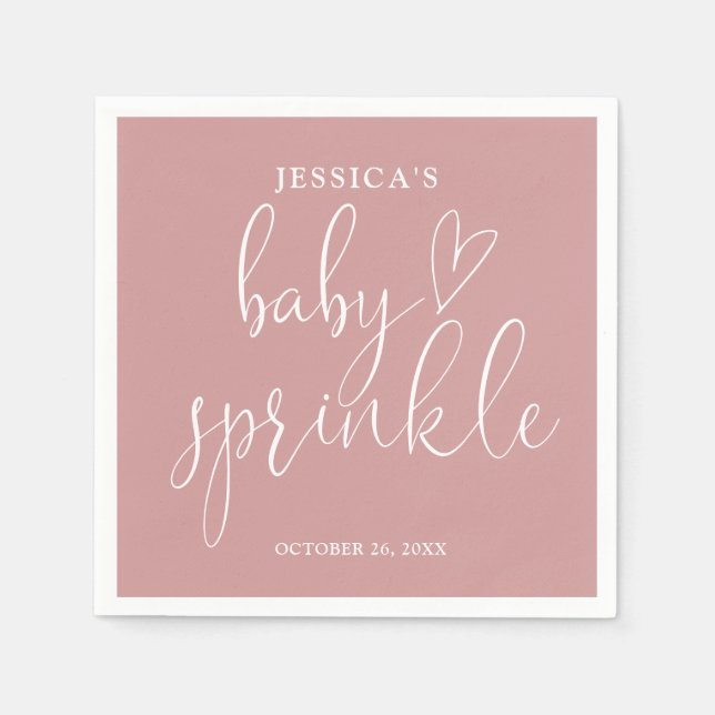Elegant Dusty Rose Pink Baby Sprinkle Shower Napkin (Front)