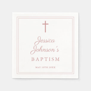 Elegant Dusty Rose Pink Border Baptism Napkin