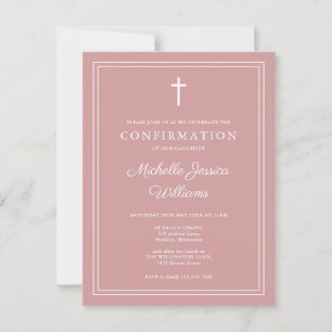 Elegant Dusty Rose Pink Confirmation Invitation Postcard