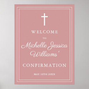 Elegant Dusty Rose Pink Confirmation Welcome Sign