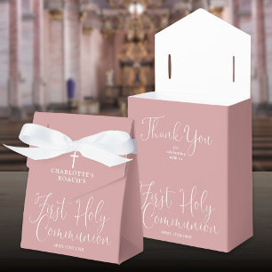 Elegant Dusty Rose Pink First Holy Communion Favour Box