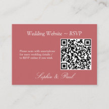 Elegant Dusty Rose Pink QR Code Website RSVP Card
