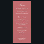 Elegant Dusty Rose Pink Wedding Menu<br><div class="desc">Elegant Dusty Rose Pink Wedding Menu, please personalise as required using the online Personalisation template before ordering. Once you have entered your wording onto the Personalisation template, should you find that you need to adjust the positioning of the text then please use the "Customise further" option to "Edit using the...</div>