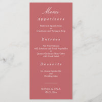 Elegant Dusty Rose Pink Wedding Menu