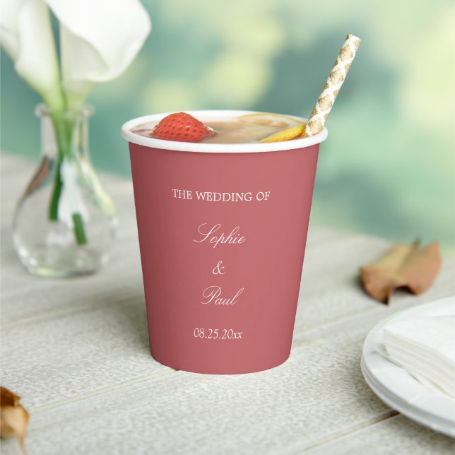 Elegant Dusty Rose Pink Wedding Paper Cups (Insitu)