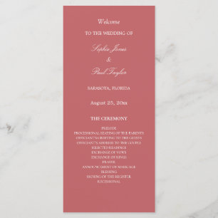 Elegant Dusty Rose Pink Wedding Program