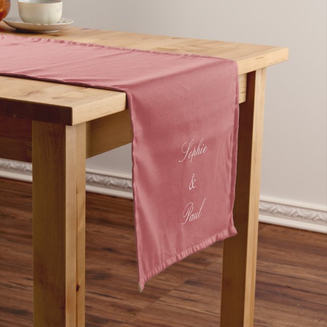 Elegant Dusty Rose Pink Wedding Table Runner (In Situ)