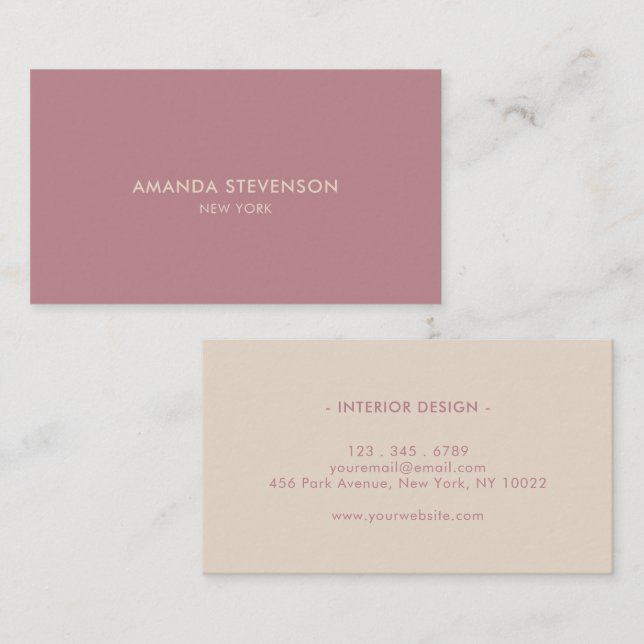 Elegant dusty rose professional business card (Front/Back)