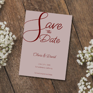 Elegant Dusty Rose Save the Date Invitation