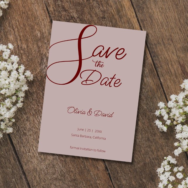 Elegant Dusty Rose Save the Date Invitation (Creator Uploaded)