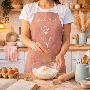 Elegant Dusty Rose Simple Flower Name Apron