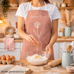 Elegant Dusty Rose Simple Flower Name Apron