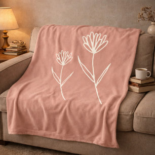 Elegant Dusty Rose Simple Flower Name Fleece Blanket