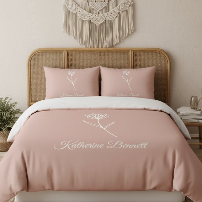 Elegant Dusty Rose Simple Flower Name Pillowcase (Creator Uploaded)