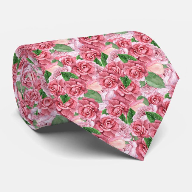 elegant dusty rose tiled pattern tie (Rolled)