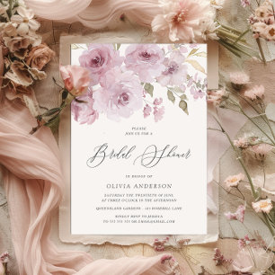Elegant Dusty Rose Watercolor Floral Bridal Shower Invitation