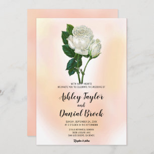 Elegant dusty rose white flower floral Wedding Inv Invitation