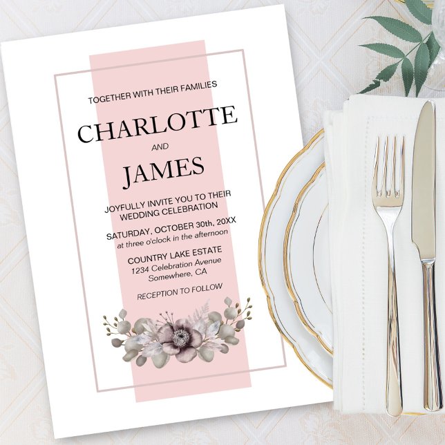 Elegant Dusty Rose with Eucalyptus Leaves Wedding Invitation (Creator Uploaded)