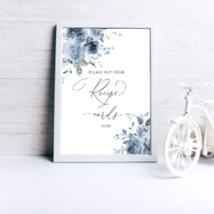 Elegant Dusty Roses Bridal Shower Recipe Poster